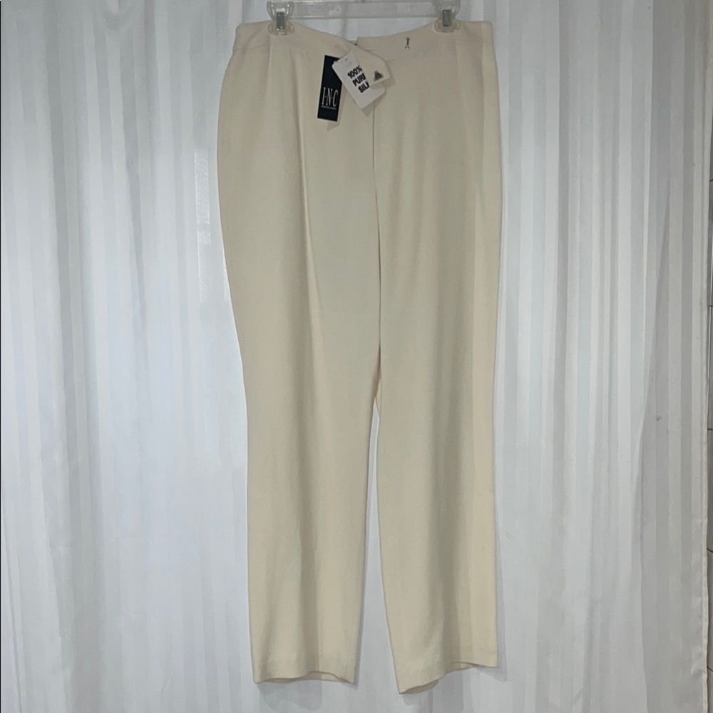 NWT INC International Concepts 100% Silk Women’s lined White/Winter White Pants